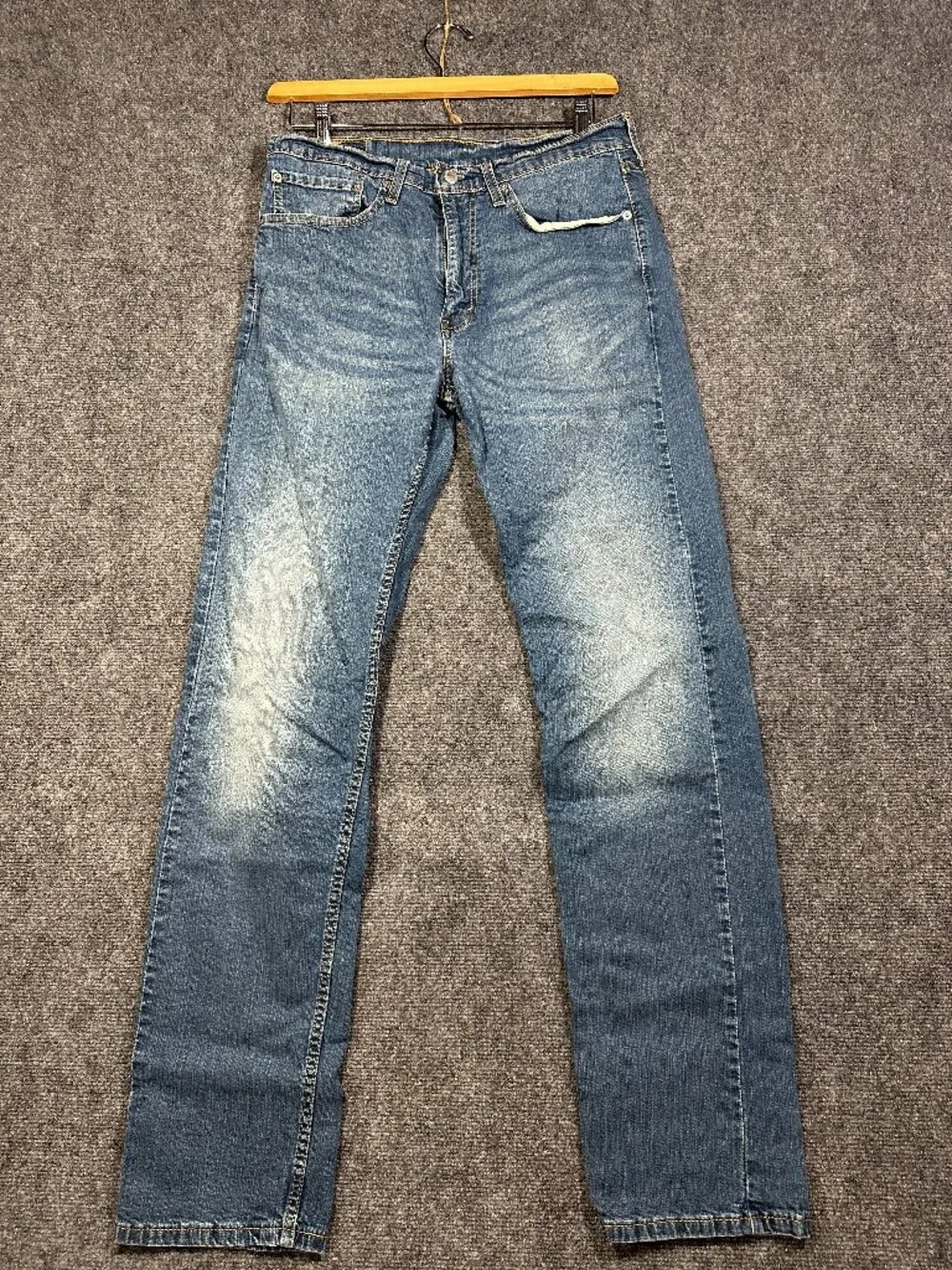 Levis 505 Jeans Mens 34 X 35 Medium Wash Cotton Stretch Straight Leg Pockets